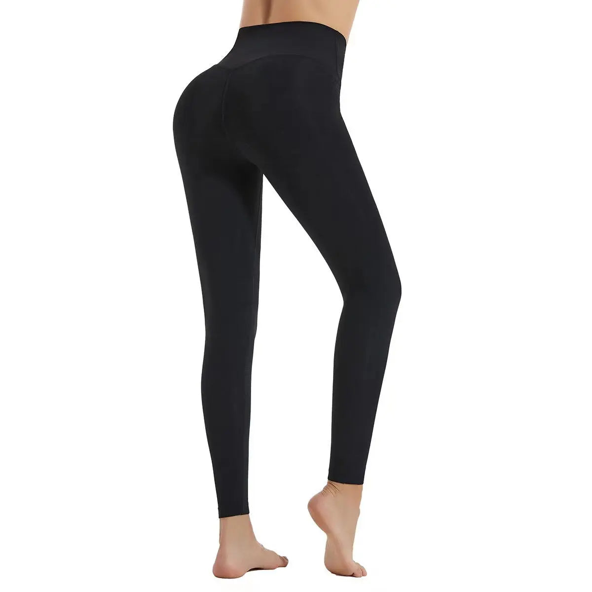 Female High-Waisted Full-Length Nylon Blend Shaping Sporty Chic Sports Bottoms - Tummy-Control, Stretchy Snug, Moisture-Wicking, Breathable, Durable, Quick-Dry Synthetics for Yoga, Gym, Run (Black)