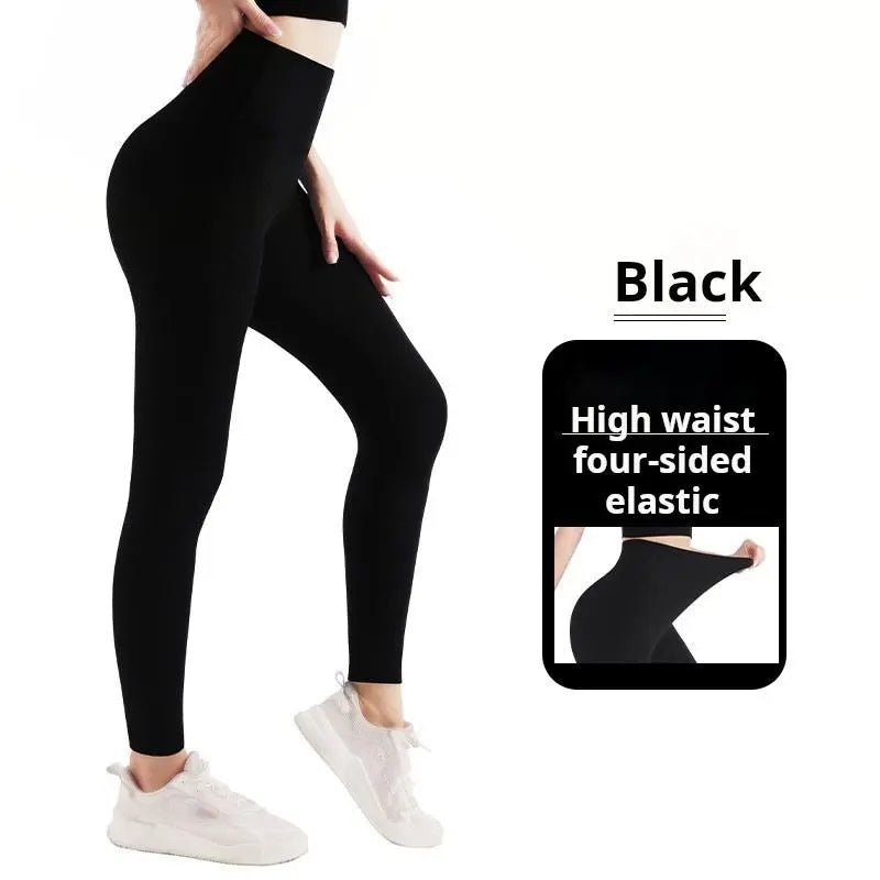 Female High-Waisted Full-Length Nylon Blend Shaping Sporty Chic Sports Bottoms - Tummy-Control, Stretchy Snug, Moisture-Wicking, Breathable, Durable, Quick-Dry Synthetics for Yoga, Gym, Run (Black)