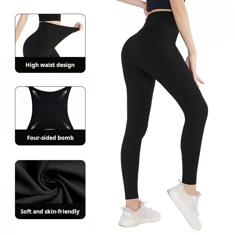 Female High-Waisted Full-Length Nylon Blend Shaping Sporty Chic Sports Bottoms - Tummy-Control, Stretchy Snug, Moisture-Wicking, Breathable, Durable, Quick-Dry Synthetics for Yoga, Gym, Run (Black)
